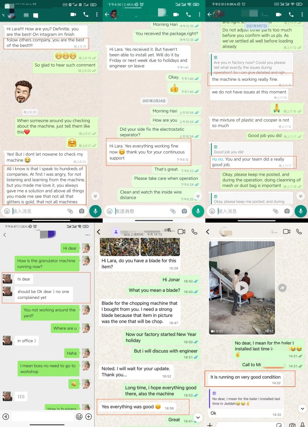 KLG Granulator Customer feedbacks