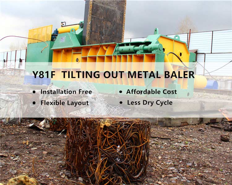 Turn out scrap metal baler