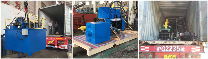 Metal briquette press machine loading (1)